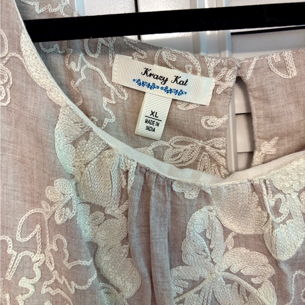 Krazy Kat Tan Ruffled Sleeveless Blouse - Picture 3 of 7